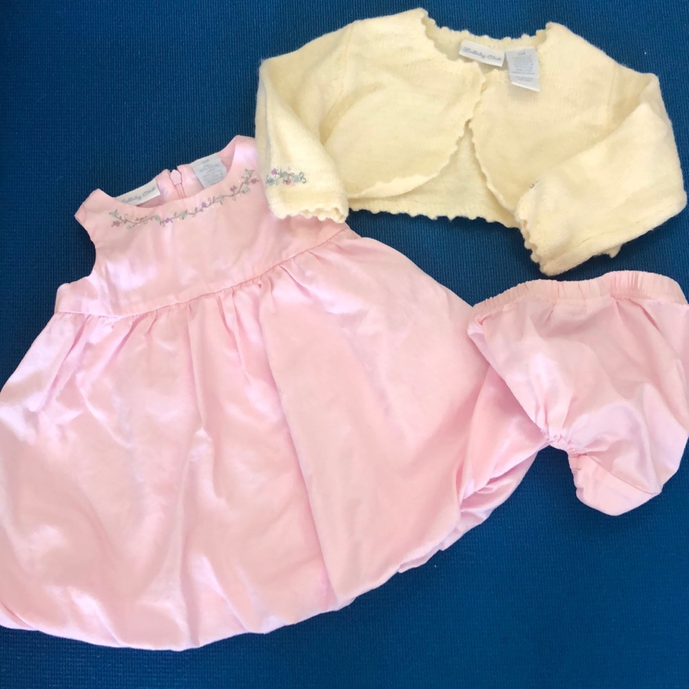 Lullaby club baby 6 months dress, bloomers/shrug